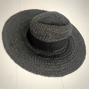 San Diego Hat Company Brown Black Woven Paper Straw Wide Brim Hat, Women’s O/S